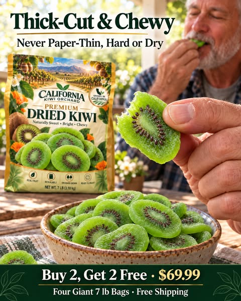 California-Grown Dried Green Kiwi — A Bright, Chewy Fruit Snack for Active Living