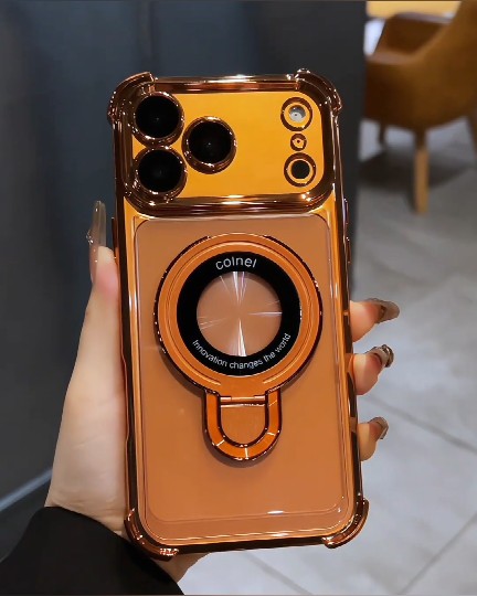 New In Phone Case for iPhone 17 Series - Four Corners Air Cushion Anti-fall Case for iPhone with Invisible Ring Stand