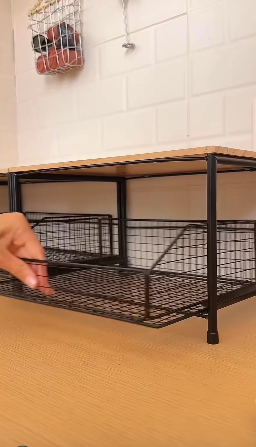2-Tier Microwave Storage Rack with Pull-Out Drawer Basket