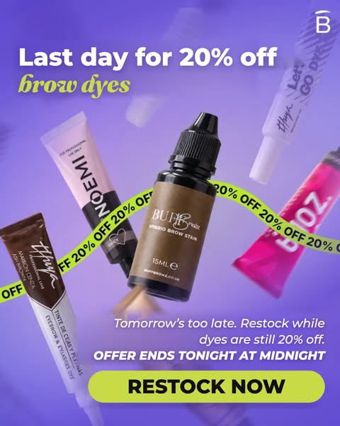 20% OFF brow dye & tint