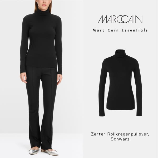 Zarter Rollkragenpullover, Schwarz