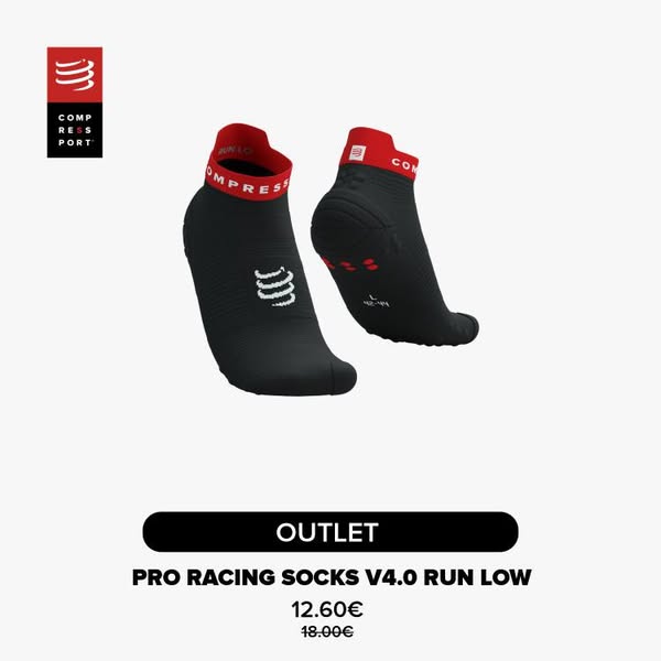 Pro Racing Socks v4.0 Run Low - Black/Core Red - Compressport