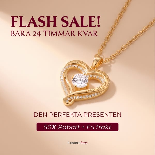 Till Min Fru – Graverat Dubbelhjärta Halsband