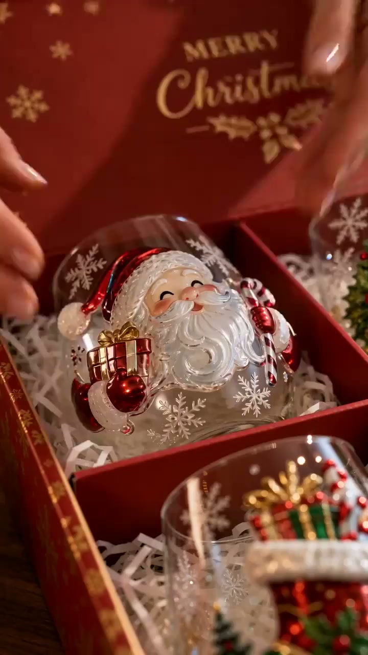 Christmas 3D Wine Glass Collection Gift Box Set