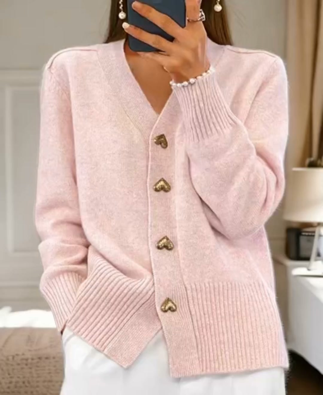 Cardigan Donna con Bottoni a Cuore