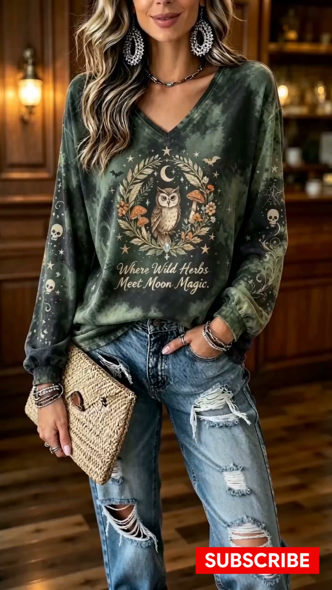 35% OFF! Spooky Mystic V-Neck Top