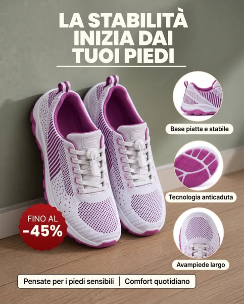 Pensata per piedi larghi e gonfi