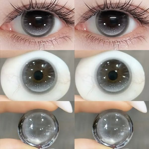 5 Pairs Silver Light Gray 14.2mm Weighted(non-rotating) Contact Lenses(1 Day) -3.75