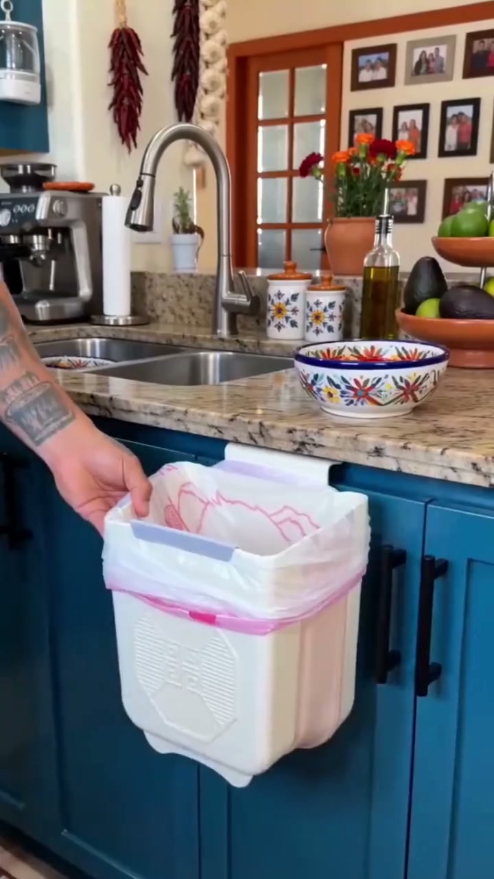 Foldable Hanging Kitchen Trash Bin | Cabinet Door Waste Bin