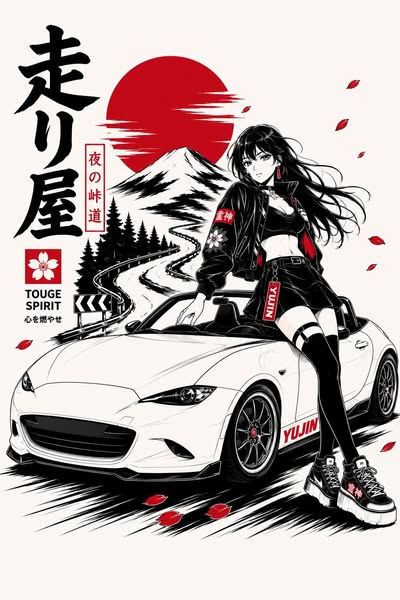 Touge Spirit Car T-Shirt - Yūjin Clothing