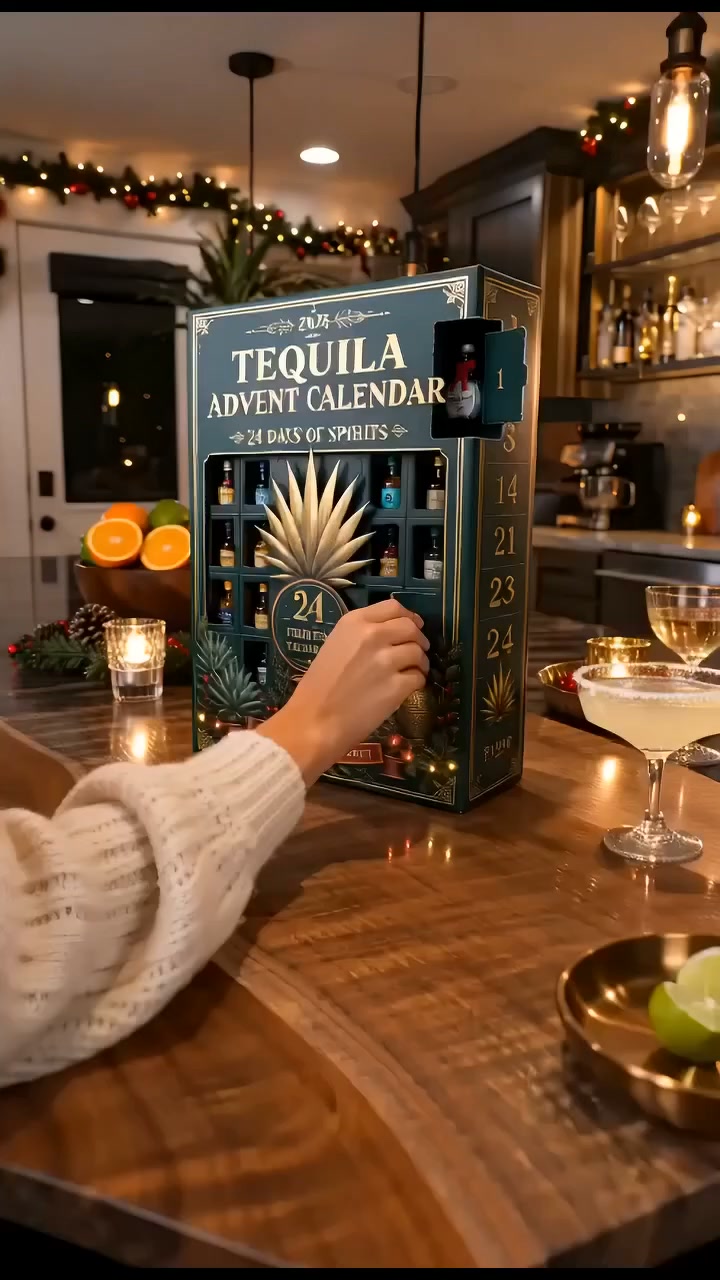24-Day Mini Tequila Bottle Advent Blind Box for Holiday Celebration, Bar Table Decor, Collector Gift & Family Countdown