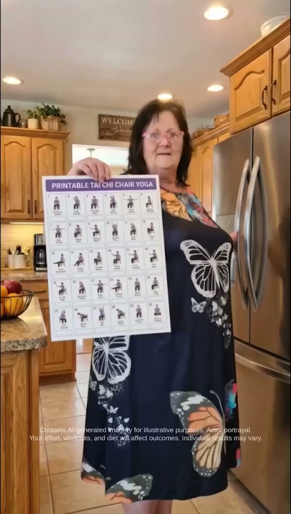 Tai Chi Chair Workout Chart for Seniors (16 x 24 inches)
