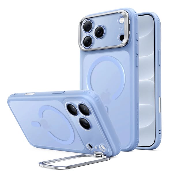 iPhone 18 Pro Classic Hybrid Magnetic Case with Camera Control and Flex Stand - Frosted Misty Blue