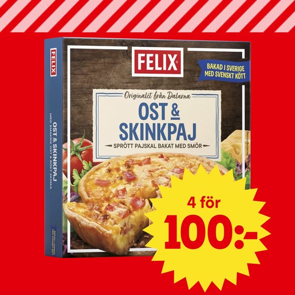 Ost & skinkpaj Fryst 220g Felix
