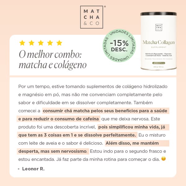 Bem-estar diário com Matcha Collagen