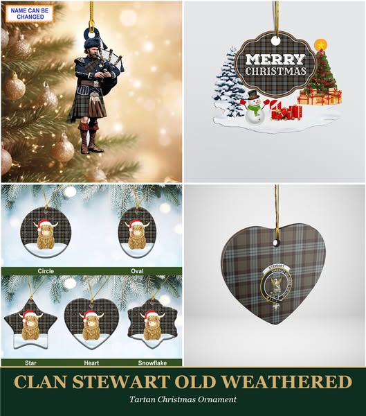 Clan Stewart Old Weathered Tartan Ornaments