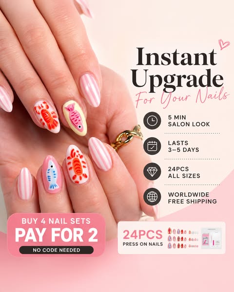 Blush Sardine Press-On Nails 24PCS