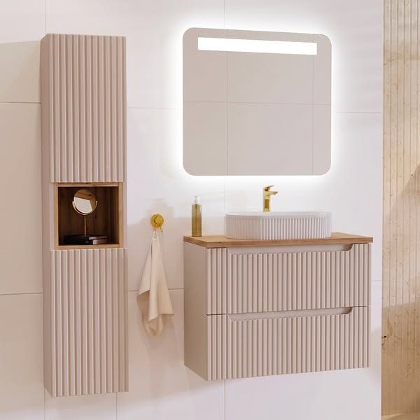 Meuble vasque 80cm Riva Cachemire 2 tiroirs