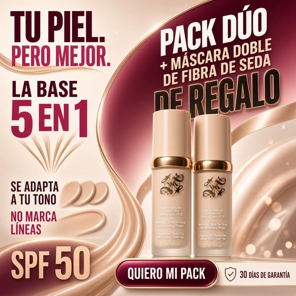 SÚPER OFERTA · DOS BASES + REGALO MASCARA PESTAÑAS + MASCARILLA FACIAL