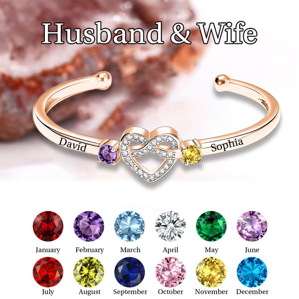 Together Forever -Personalized Couple Birthstone Bracelet