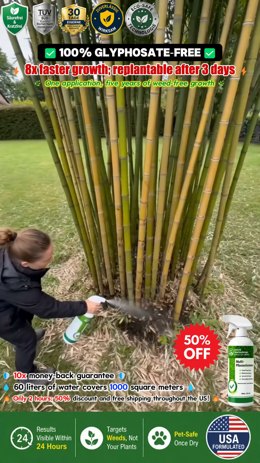 Weeds gone for 5 years or DOUBLE your money back!