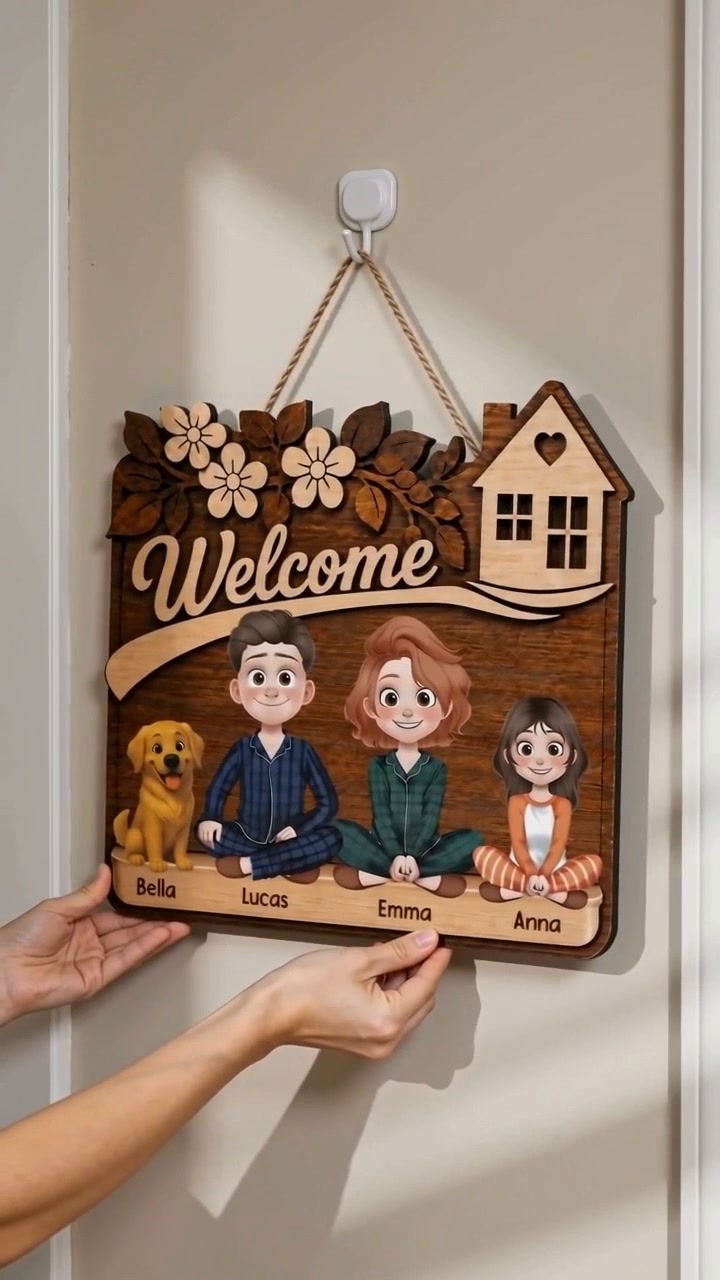 Personalized Family Pajama Welcome Wood Sign