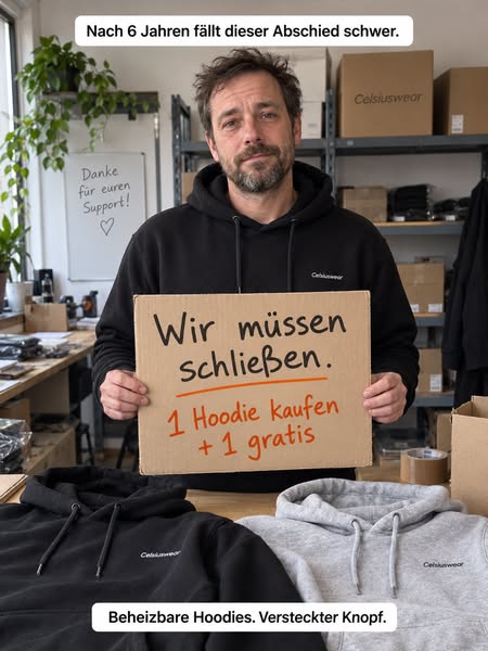 Beheizbarer Hoodie mit verstecktem Leuchtknopf