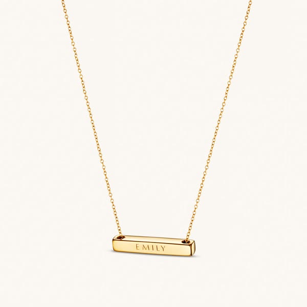 3cm Letter Bar Necklace in Gold Horizontal