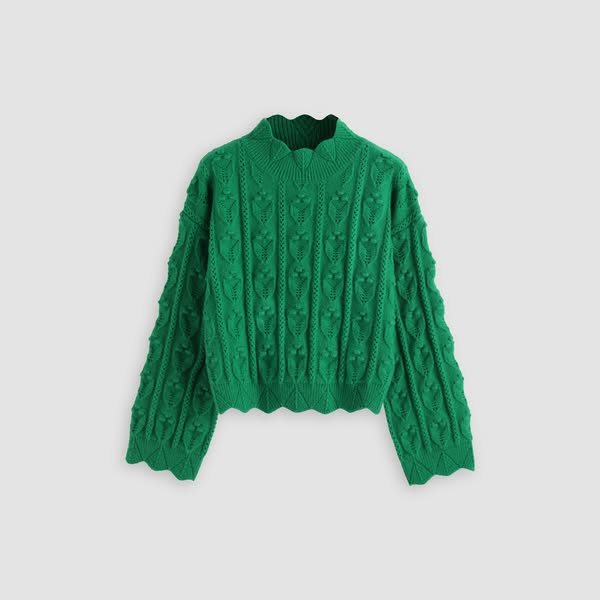 Cider Tractor Textured High Neck Sweater