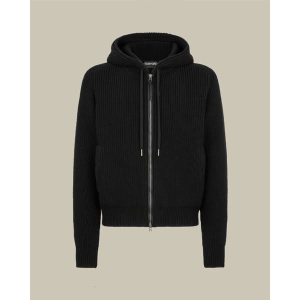 Tom Ford Merino Cashmere Half Cardigan Stitch Hoodie