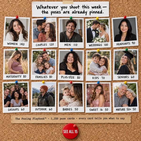 The Posing Playbook™ — 1,200 Pose Cards in 15 Categories