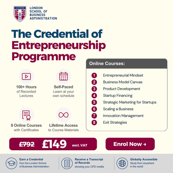 Entrepreneurship Programme – Just £149 (excl. VAT)