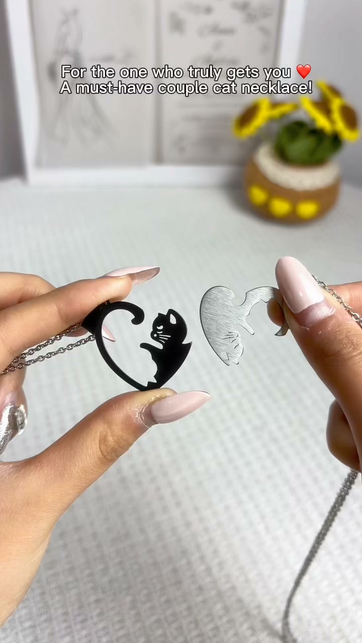 Cute Cat Matching Necklace Set With Ring