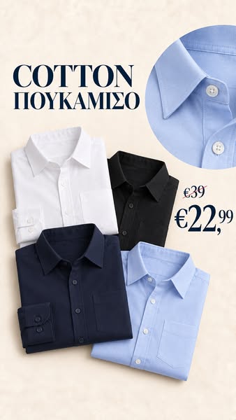 Βαμβακερό πουκάμισο — €22,99