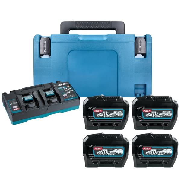 For only £1,367.66 - Makita 1910B1-4 40V XGT Power Source Kit 4 x 8.0Ah Batteries, Charger & Case