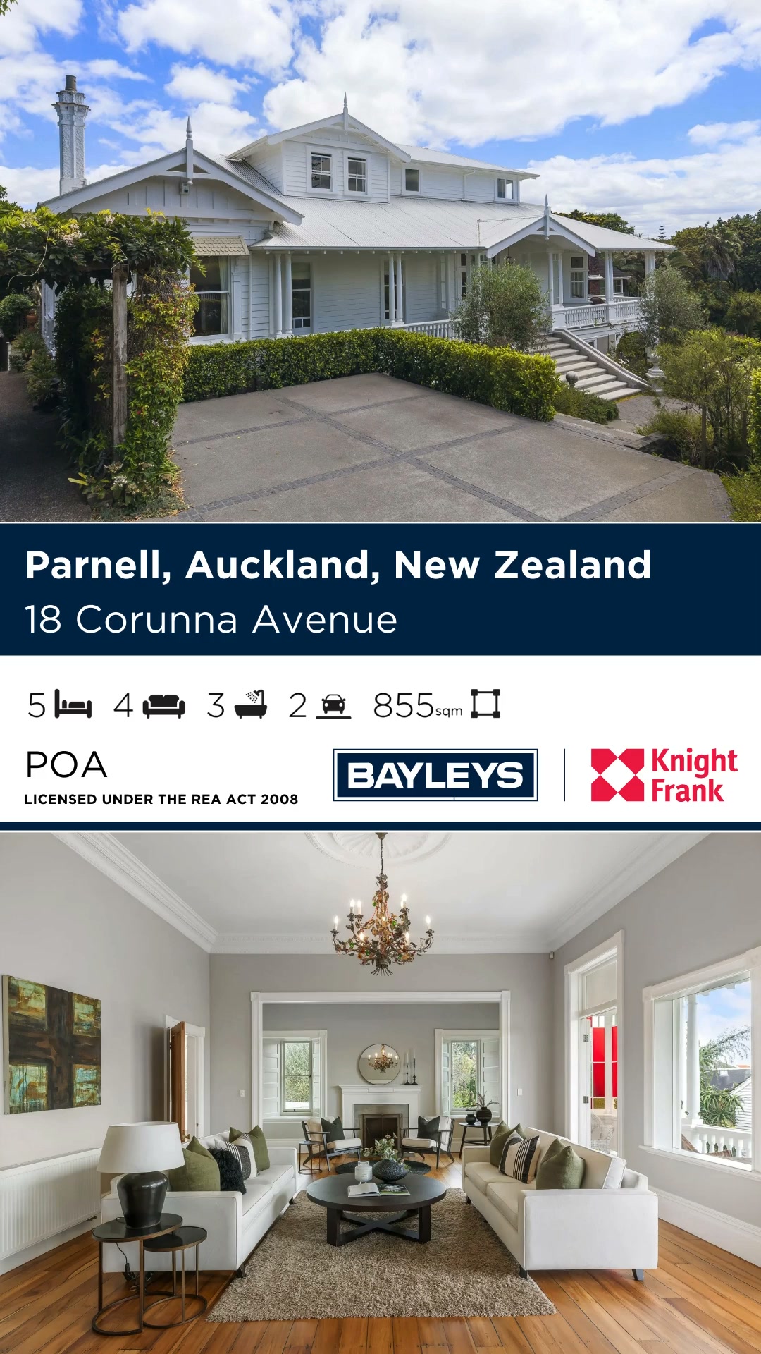 Grand Parnell Homestead with Rangitoto Views