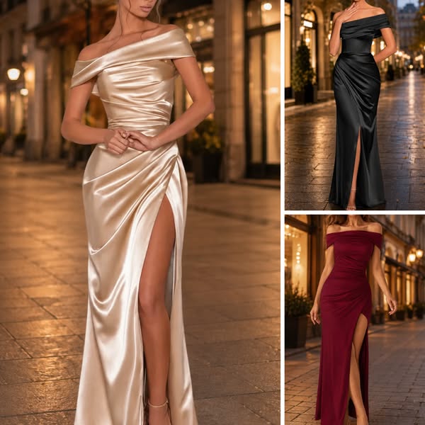 Ceri Draped Satin-Look Maxi Dress