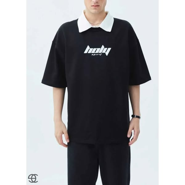 Holy Polo Oversized T-Shirt - Μαύρο