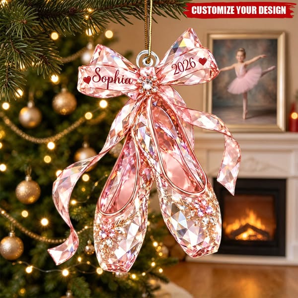 Personalized Ballet Shoes Acrylic Ornament, Custom Name Dance Christmas Gift