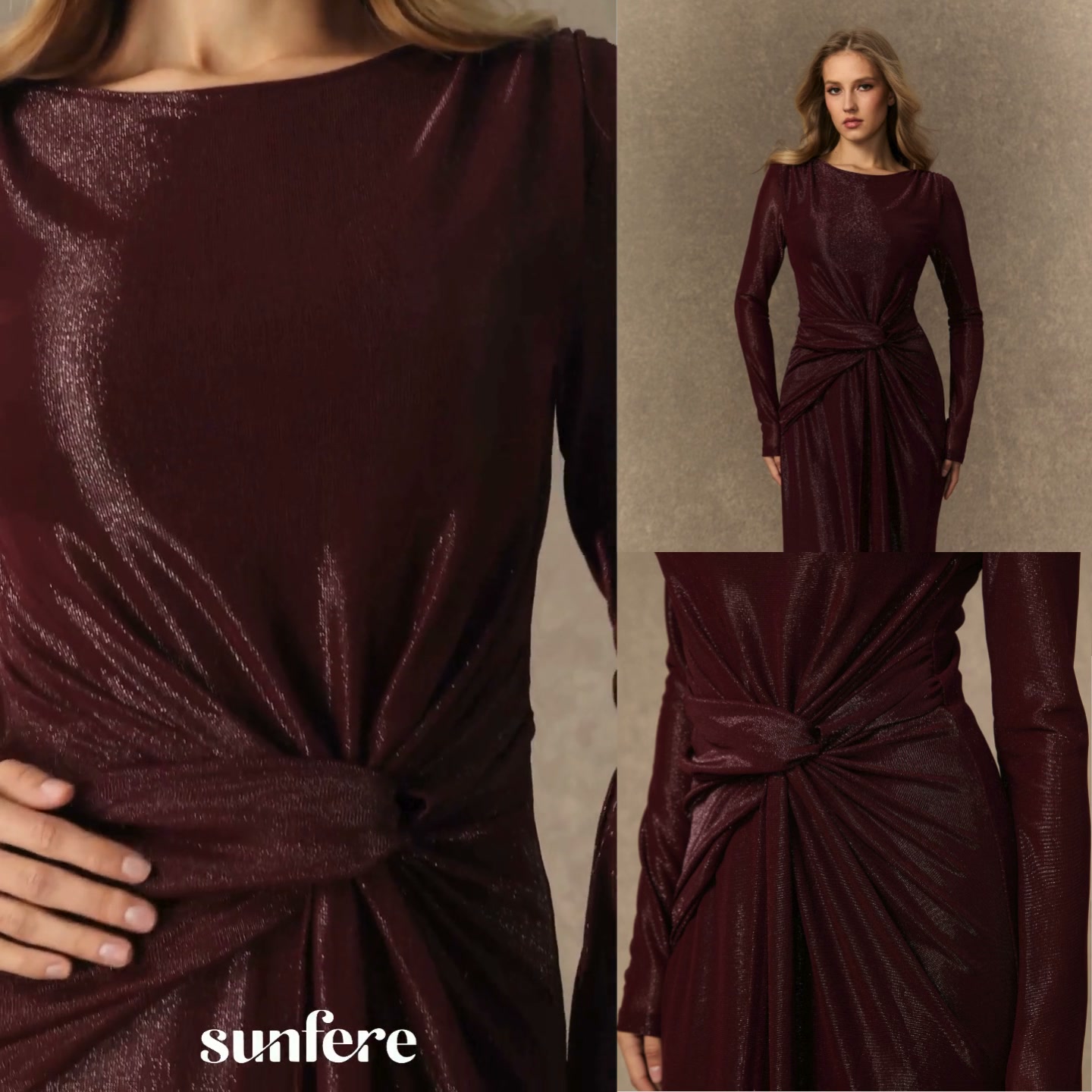 Modest Dresses - Refined Attitude Burgundy Twist Knot Maxi Dress | sunfere