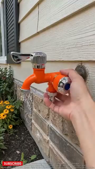 Dual-Outlet Faucet – Two Independent Water Connections for Laundry, Garden & Everyday Cleaning