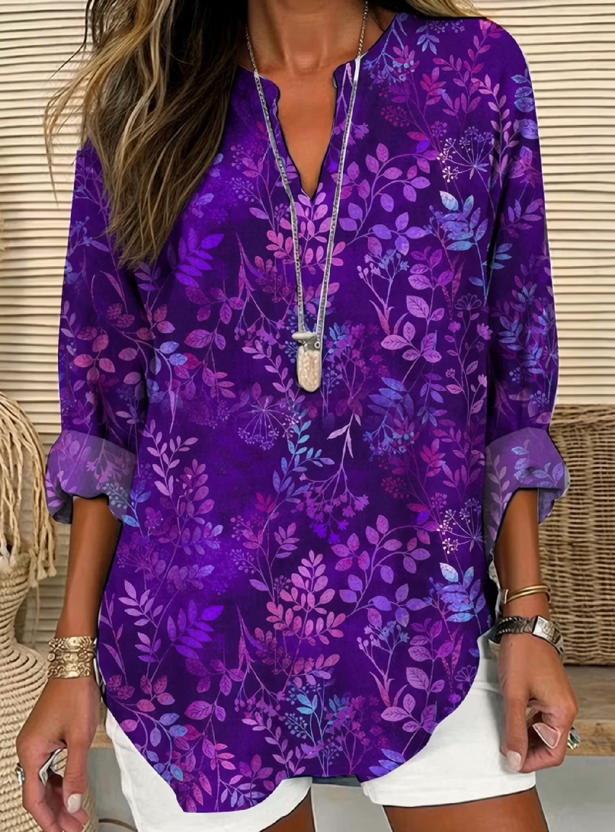 Split neck linen tunic