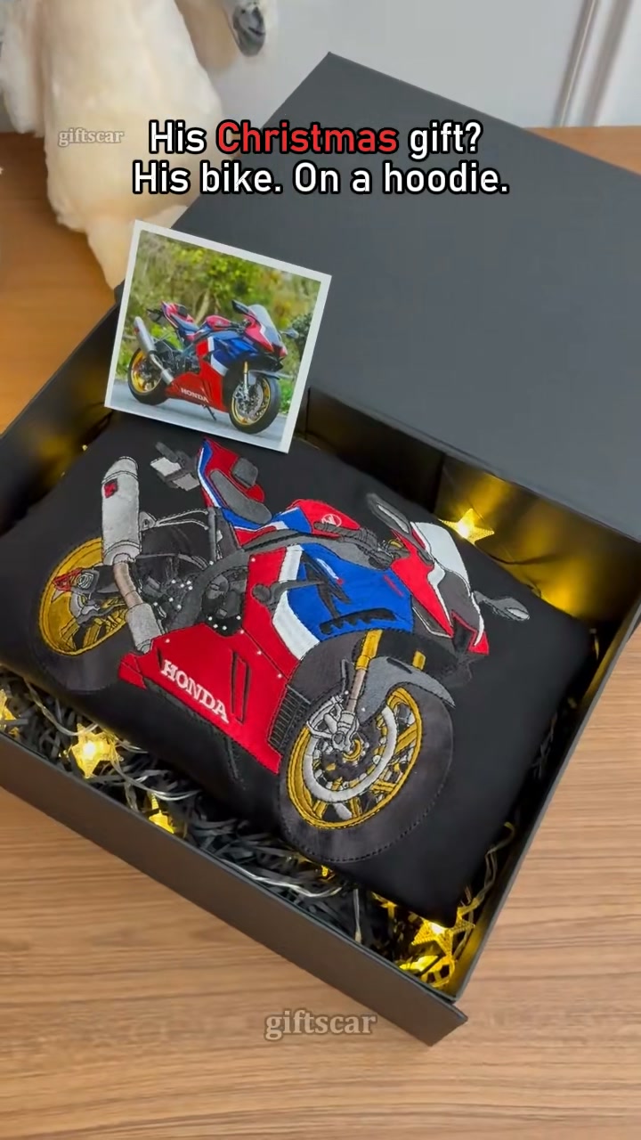 Their motorcycle. Their hoodie. The perfect Christmas gift.