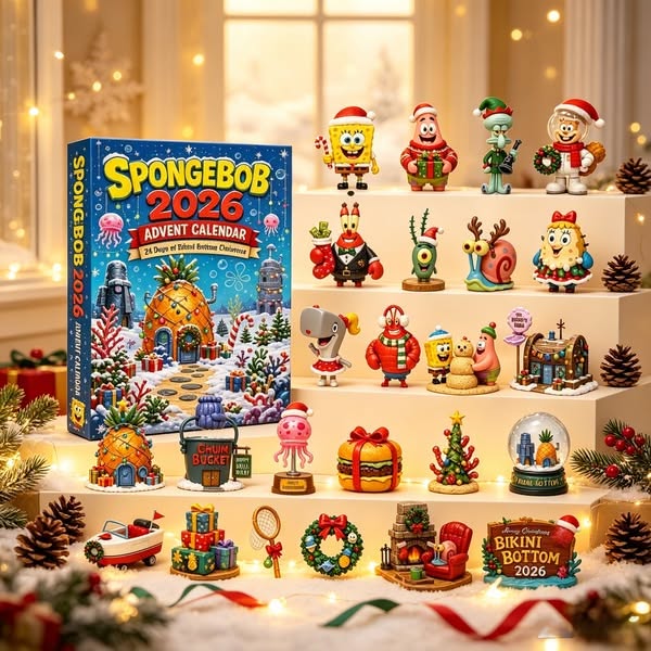 SpongeBob 2026 Advent Calendar – 24 Days of Bikini Bottom Christmas Collectibles - 1 Calendar