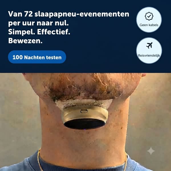 Van 72 apneu-episodes naar nul. Simpel. Probeer het 100 nachten — zonder risico