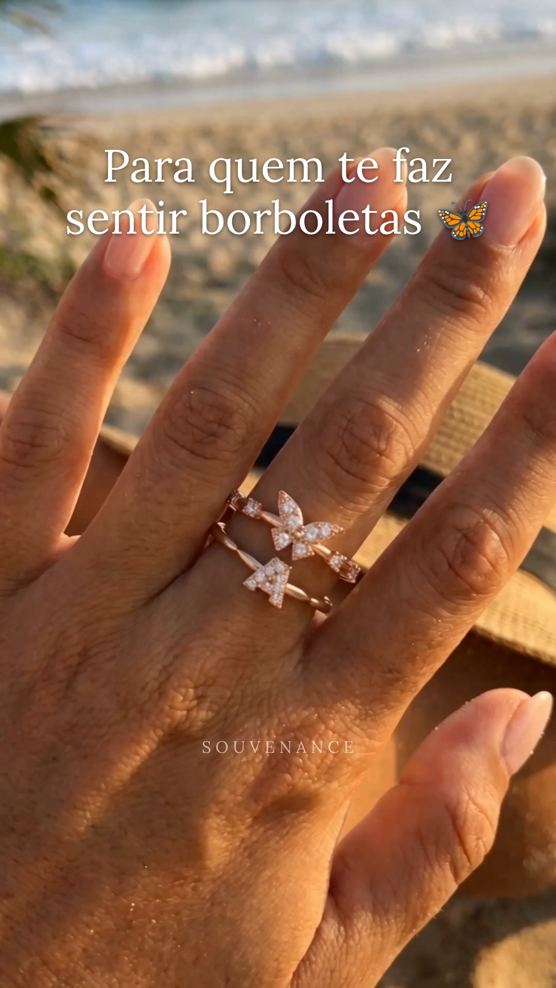 Anel Borboleta Inicial personalizado
