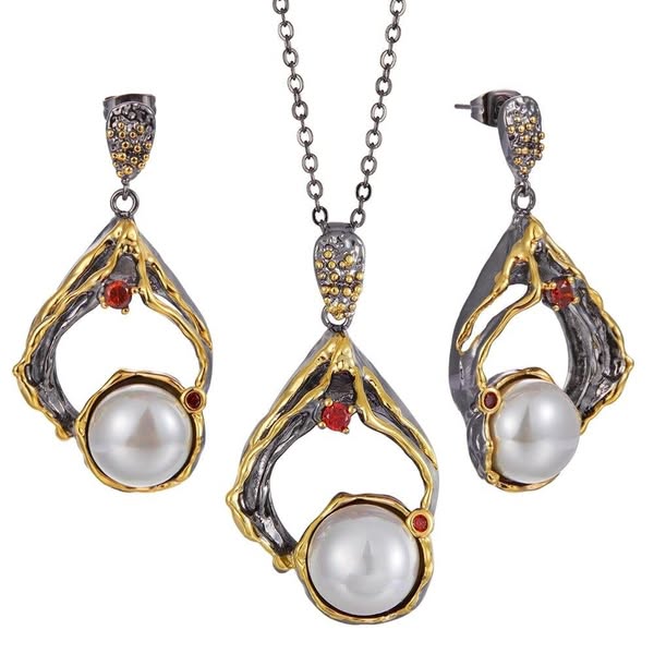 Exaggerated Pearl Geometric Earrings