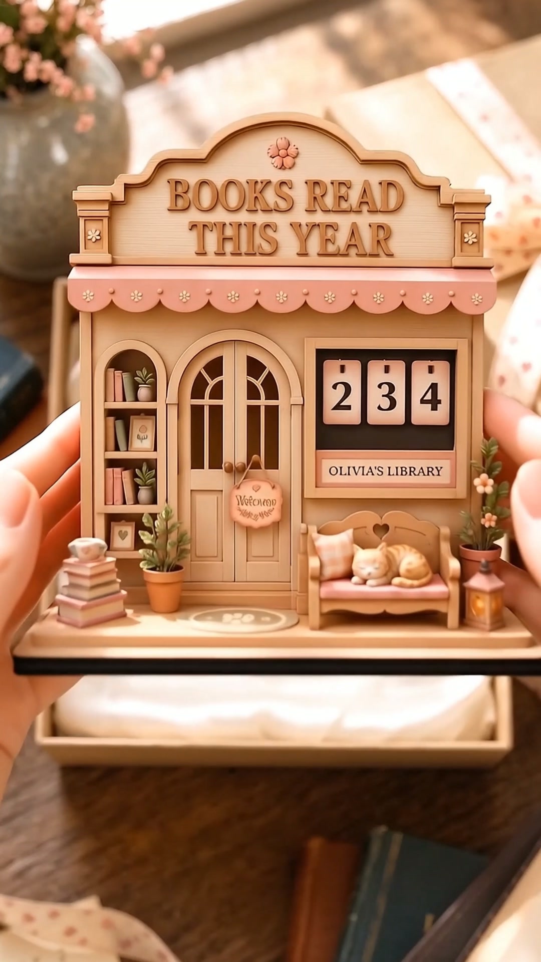 Personalized Bookshop Reading Tracker Wooden Sign