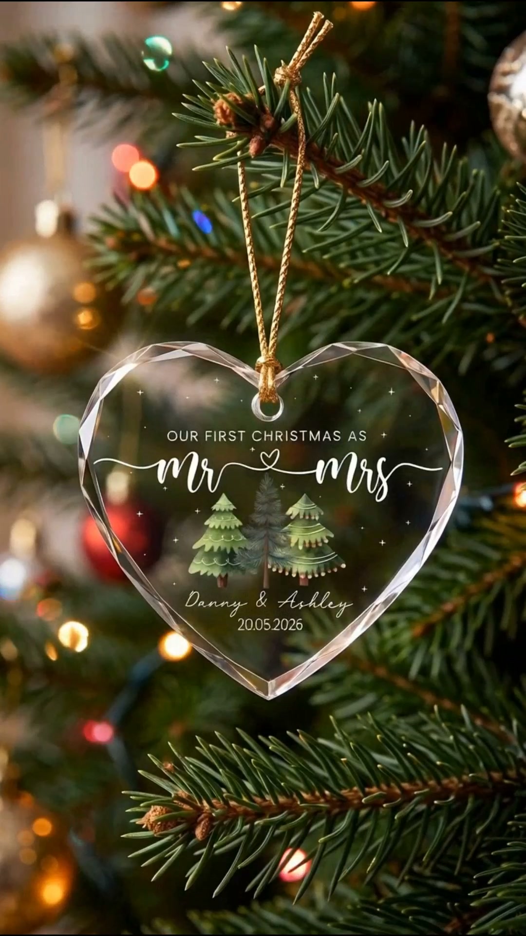 First Christmas As Mr & Mrs Glass Ornament