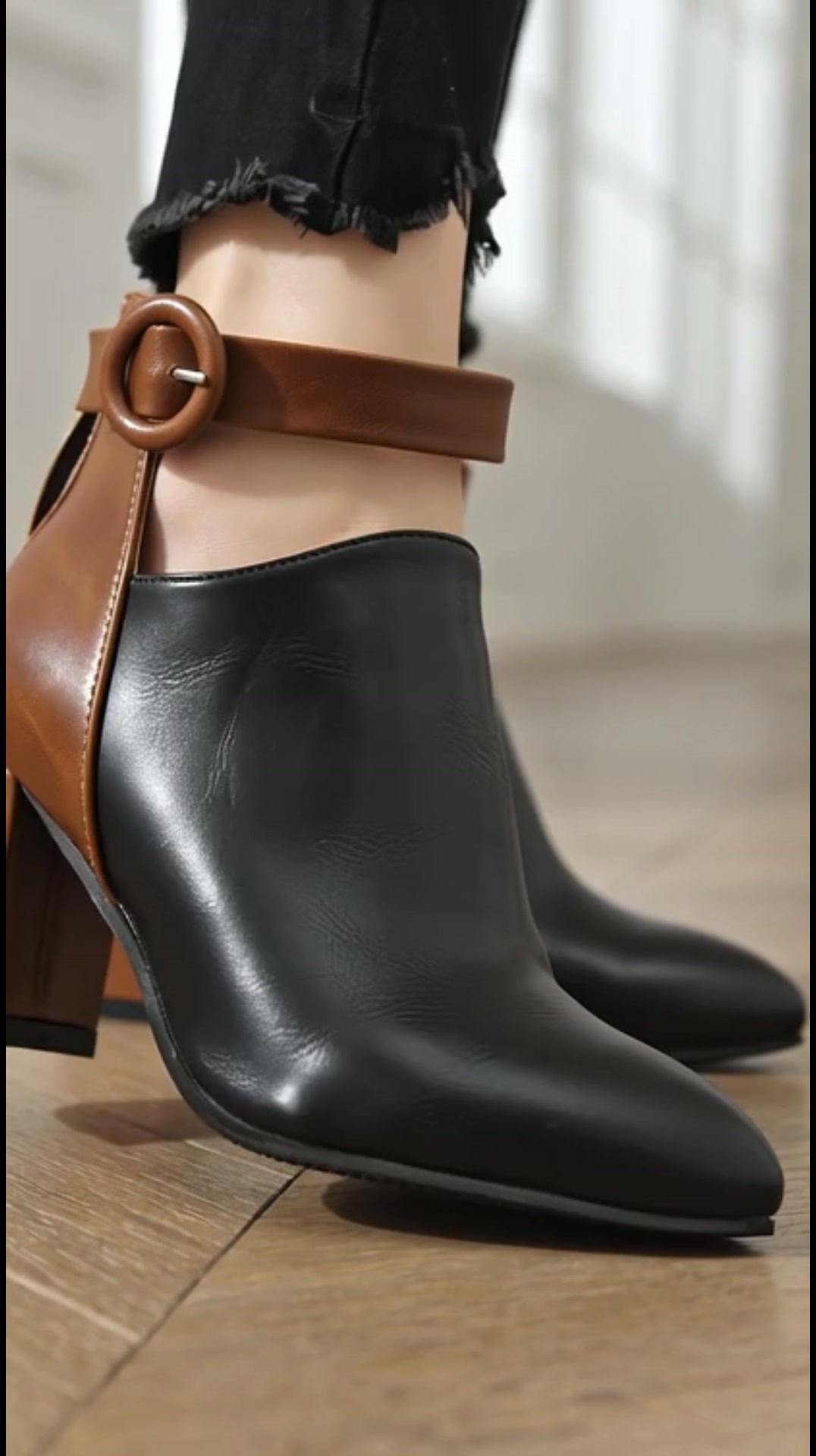 Two-Tone Ankle Strap Heels